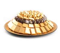 Plateau de service rond en métal moderne avec compartiments pour bonbons, fruits secs, chocolats, idéal pour la présentation à la maison, les fêtes, les hôtels et les buffets