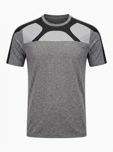 T-shirt pour homme à manches courtes, col rond, en polyester respirant, coupe classique, toutes saisons, couleur unie, haut de sport - Product Image 3