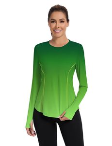 Camisa de Pesca para Mujer, Cómoda, Verde, Manga Larga, UPF 50, Secado Rápido, Color Sólido, Estilo Pullover, para Actividades al Aire Libre - Product Image 1