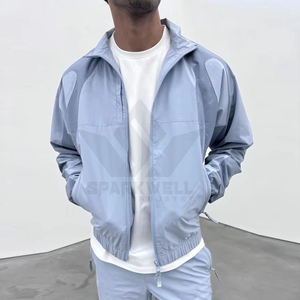 Ensemble de survêtement sport pour homme : veste zippée intégrale et pantalon de jogging, col montant, blocs de couleur, respirant, en polyester, pour l'automne - Product Image 5