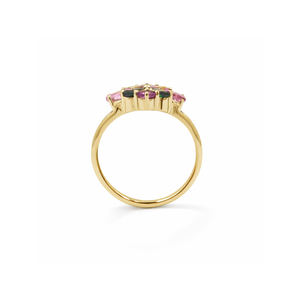 Anillo de Plata de Ley 925 con Turmalina Multicolor, Diseño de Flor de Verano, Gema Ovalada, Redonda y en Forma de Pera, Chapado en Oro, Anillo de Diseño de Lujo - Product Image 6