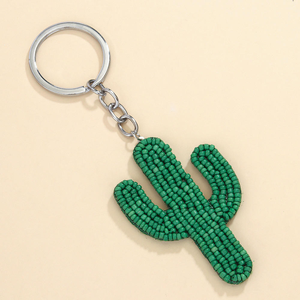Handmade Bohemian Plant Cactus Seed Beaded Pendant Embroidery Keychain Boho Bag <b>Charm</b> Car Key <b>Keyring</b> Women Gift Accessories - Product Image 3