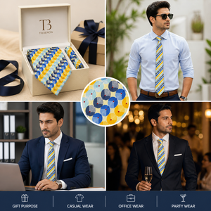 Corbata de Seda Geométrica Multicolor Premium para Hombre, Diseño de Diseñador |   Corbata de Lujo para Uso Formal, de Negocios y Bodas |   Estilo de Exportación India 2026 - Product Image 3