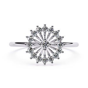 Bague de cocktail en or massif 10K 14K avec diamant rond de laboratoire de haute qualité, motif floral soleil éclatant, bague de déclaration de mariage - Product Image 3