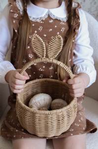 Cute Attractive Decorative Handmade <b>Rattan</b> Rabbit Ear <b>Basket</b> Natural Woven <b>Storage</b> for Kids Room Events and Styling - Product Image 5