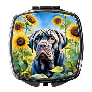 Mastín Napolitano girasoles compacto plegable de mano espejo de maquillaje de viaje regalo decorativo de bolsillo para mujeres y niñas - Product Image 1