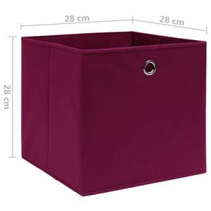 Ensemble de 4 boîtes de rangement décoratives en tissu non tissé rouge foncé - Product Image 5