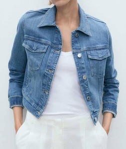 Chaquetas Vaqueras de Moda para Mujer, Personalizadas, de Alta Calidad, Color Sólido, Estilo Vintage, Lavadas, Transpirables, de Algodón, Acolchadas, para Otoño - Product Image 1
