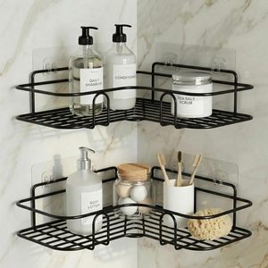 Set of 2 Metal Bathroom Corner <b>Shelf</b> Rack | Self Adhesive No Drill <b>Wall</b> <b>Mounted</b> Rustproof Bathroom & Kitchen Organizer - Product Image 3