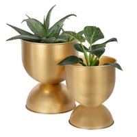 Pot Tanaman Stainless Steel Lapis Emas Berkualitas Tinggi, Tahan Lama, Ramah Lingkungan, Dapat Disesuaikan Warna, Untuk Dalam & Luar Ruangan