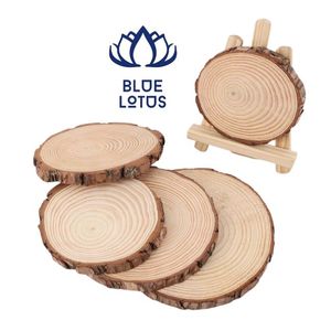 Buena idea - Nuevas y modernas piezas decorativas redondas de madera de pino para manualidades infantiles, bases para vasos y proyectos de bricolaje para bodas - Product Image 1