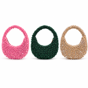 Fashion Crescent Curve fashion accessory for Women with Heavy Pearl Beaded Embellishment Designer Party Wedding Clutch Purse - Product Image 1