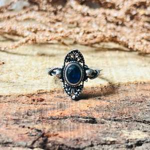 Anillo Floral Bohemio de Diseño Étnico con Gema, Anillo de Latón Oxidado Plateado Vintage para Mujer, Venta al por Mayor - Product Image 2