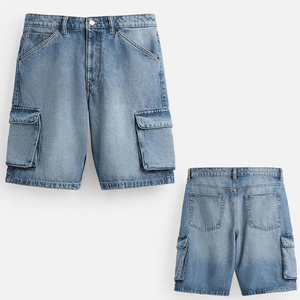 Shorts en jean cargo décontractés pour hommes, style Y2K, coupe ample, respirants, séchage rapide, été, streetwear, décontracté, 100% coton, vente en gros - Product Image 3