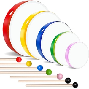 Colorful Wooden Oak <b>Drums</b> With Genuine Cowhide Skins & Wooden Mallets Set For Kids Music Play Wooden <b>Drums</b> for Marching Bands - Product Image 1