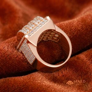 <b>Mens</b> Rose Gold Tone Moissanite Square Engagement <b>Ring</b> Luxury Hip Hop Gift Jewelry Stylish Wear - Product Image 4