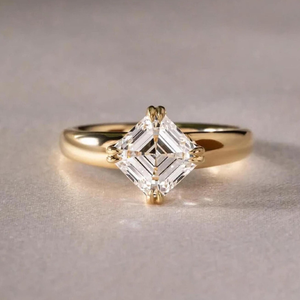 แหวนเพชรทรงแอสเชอร์คัท ทอง 14K ดีไซน์หรูหรา - Product Image 3