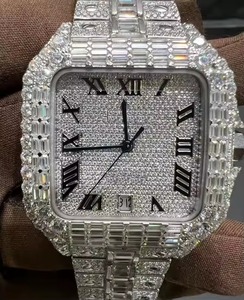 Reloj de Cuarzo de Lujo, Caja Rectangular de Acero Inoxidable, Esfera Analógica con Incrustaciones de Diamantes, Visualización de Fecha, Unisex - Product Image 2