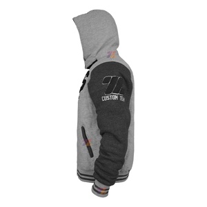 Wholesale custom design breathable cotton fleece baseball varsity <b>jackets</b> with hood oversized winter warm quilted lining <b>jackets</b> - Product Image 3