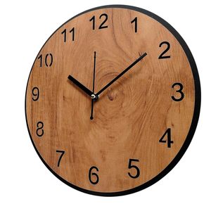 Round Wooden Hanging Wall <b>Clock</b> Handmade Modern Analog <b>Battery</b> Powered Silent Timepiece for Home Office - Product Image 3