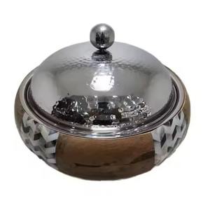 Olla de acero inoxidable aislada con incrustaciones de nácar estilo árabe, con tapa, para uso doméstico y hotelero. - Product Image 3