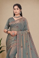 Saree Satin Fandy Desainer India untuk Wanita, Bordir Zirkon Berlian, Desain Patola, Gaya Tradisional untuk Pesta Pernikahan
