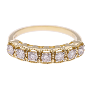 Elegant Vintage-<b>Inspired</b> 14K Yellow Gold Diamond Wedding Band Fine Jewelry with Round-Cut Diamonds Women's Anniversary <b>Ring</b> - Product Image 1