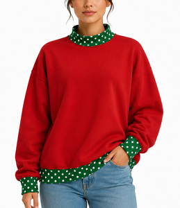 Sudadera con capucha extragrande de mezcla de algodón lisa para mujer, ideal para invierno y Navidad, venta al por mayor - Product Image 1