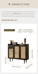 <span class=keywords><strong>Meuble</strong></span> à chaussures rétro en bois massif noir avec portes et tiroir en rotin naturel, organisateur de rangement pour <span class=keywords><strong>entrée</strong></span>, <span class=keywords><strong>meuble</strong></span> de style Japandi - Product Image 6