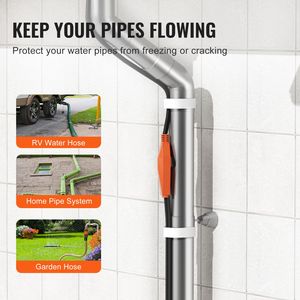 Cable Calefactor para Tuberías de 60 Pies y 7W/FT con Termostato Integrado, Cable FEP Impermeable para Protección de Mangueras de PVC y Metal, Cinta Térmica de 7W/FT para Tuberías - Product Image 4