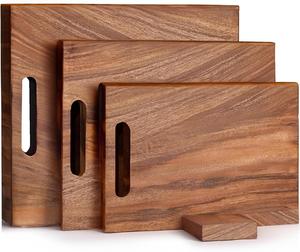 Planche à découper rectangulaire en bois, épaisse, robuste, compatible couteaux, surface lisse, idéale pour la découpe quotidienne, le service et la préparation culinaire - Product Image 6