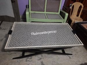 Plateau de majordome floral noir et blanc pour décoration intérieure moderne Table d'appoint pliante incrustée d'os pour meubles de salon - Product Image 5