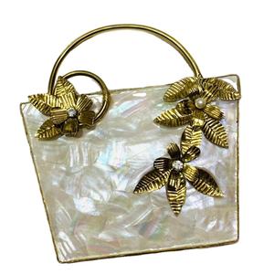 Handmade Designer Brass Mother of <b>Pearl</b> <b>Clutch</b> Purse for Wedding Bridal Parties-Luxury Evening <b>Bag</b> - Product Image 1