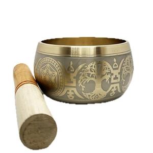 Cuenco tibetano antiguo de bronce con relieve o martillado de colores para la salud y un sonido mágico - Product Image 6