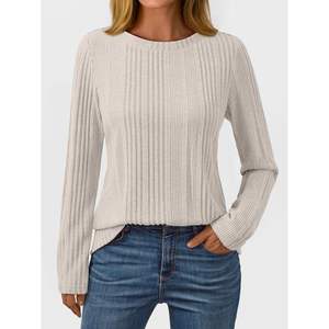 2025 2025 tunique décontractée pour femmes pull à manches longues avec col rond coupe ample et conception légère - Product Image 2