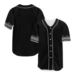 Maillot de baseball noir tendance classique avec bordure vert citron et logo brodé, chemise uniforme à manches courtes - Product Image 2