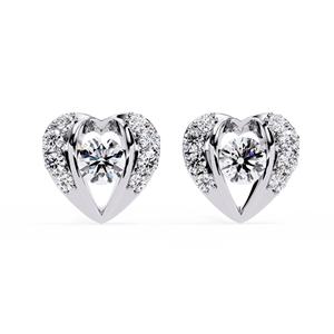 <b>Heart</b> Cut Lab Grown Diamond <b>Earrings</b> Gold Plated Jewelry White Diamond Stud <b>Earrings</b> for Wedding Party Gift - Product Image 2