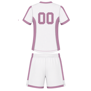 Conjunto de Camiseta y Pantalones Cortos de Rugby Blanco y Rosa, Cuello en V, Uniforme de Equipo Personalizado, Ropa Deportiva Transpirable para Entrenamiento - Product Image 2