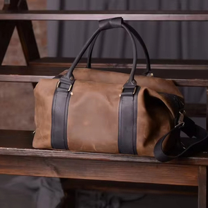 กระเป๋าหนังแบบดัฟเฟิลขายส่ง สำหรับเดินทางช่วงสุดสัปดาห์ เหมาะสำหรับผู้ชายและผู้หญิง ความจุขนาดใหญ่ กระเป๋าเดินทางขึ้นเครื่องแบบมืออาชีพ ซิปวินเทจ รุ่น LDB-0320 - Product Image 1