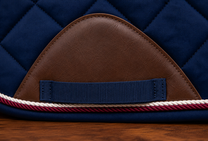 Almohadilla acolchada azul marino para silla de montar, equitación inglesa, salto y doma, de malla transpirable, con ribete personalizado y parche de cuero, al por mayor - Product Image 6