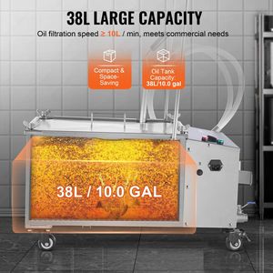 Unidad Portátil de Filtrado de Aceite con Capacidad de 38L y Velocidad de 10 L/min, Equipada con Ruedas Giratorias y Manguera de Aceite para Uso en Restaurantes - Product Image 4