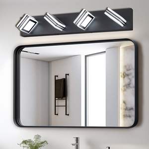 Lámpara de Baño Moderna de 26 Pulgadas con 4 Luces LED, Pantallas Acrílicas Cuadradas, Montaje en Pared con Iluminación para Espejo - Product Image 1