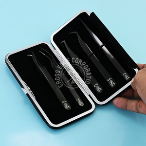 Professional 90 Degree Stainless Steel Boot Eyelash Extension Tweezers New Fiber Tip Eyelator for Mega Volume Lashes - Product Image 1