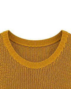 Suéter corto de punto holgado personalizado por el fabricante, estilo mostaza, para mujer, jersey de punto calado, informal, de manga ancha, top de moda. - Product Image 4