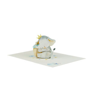 Carte pop-up 3D artisanale en forme d'éléphant bleu pour la fête de naissance - Product Image 2