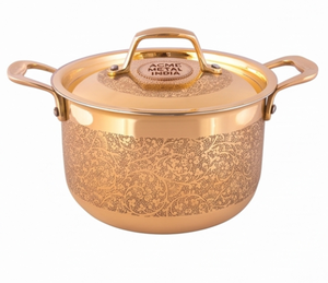 Olla de Lujo Redonda con Diseño Dorado en Relieve y Tapa Elegante, Vajilla Elegante para Servir Comida en Bodas y Fiestas - Product Image 3