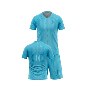 Custom <b>Dropshipping</b> Football Shirt Quick Dry Soccer Jersey and Shorts Black & Gold Color Set Sublimated Uniform Kit - Product Image 2