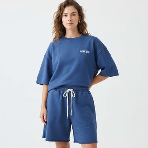 Oversized T-Shirt Shorts Two-Piece <b>Set</b> Stylish Plus Size Summer Casual Comfortable Breathable Cotton <b>Women's</b> <b>Twin</b> <b>Set</b> Custom OEM - Product Image 4