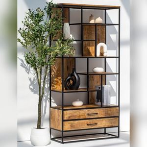 Estante Vandana Altis Aston con Dos Cajones, Mueble de Almacenamiento Moderno de Madera Maciza - Product Image 1