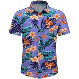 Camisa Hawaiana Personalizada con Estampado Floral para Hombre, Camisa Hawaiana Informal con Estampado de Flores Púrpuras - Product Image 3